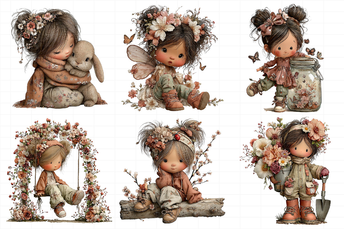 Whimsical Spring Girl Clipart, an Illustration by Daily.Designs (Photo 3 of 8)