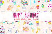 Happy Birthday Watercolor Bundle, a Person Illustration by Violet LeBeaux (Thumbnail 1 of 3)
