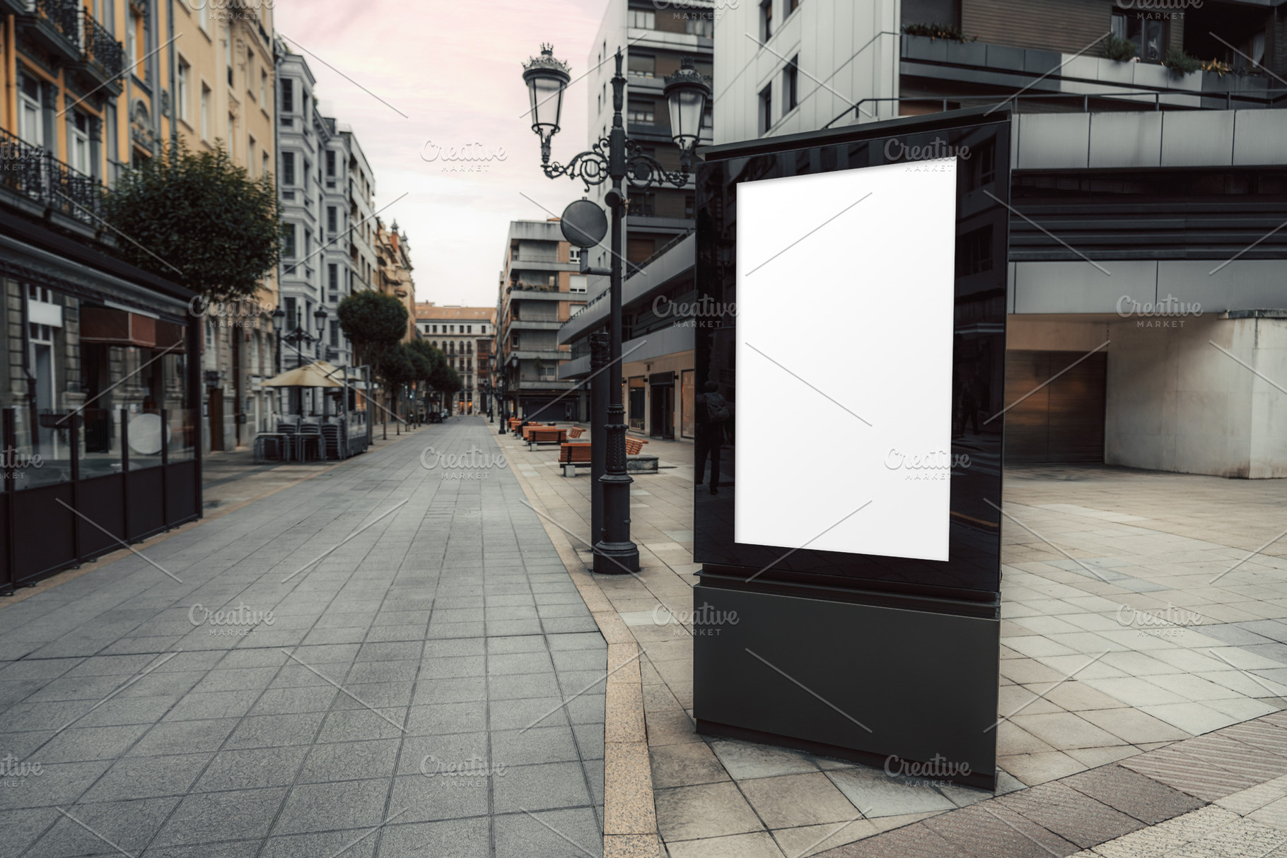 Vertical city mockup on street, a Photo by SkyNext