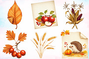 Watercolor Ephemera Autumn Clipart, a Seasonal Illustration by Canvas Craft (Thumbnail 4 of 5)