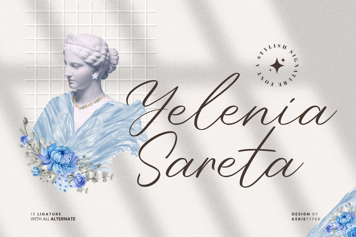 Yelenia Sareta, a Script Font by kerismaker (Photo 1 of 10)