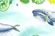 Hand-drawn watercolor whale bundle, an Object Graphic by Natsuhisui (Thumbnail 4 of 9)