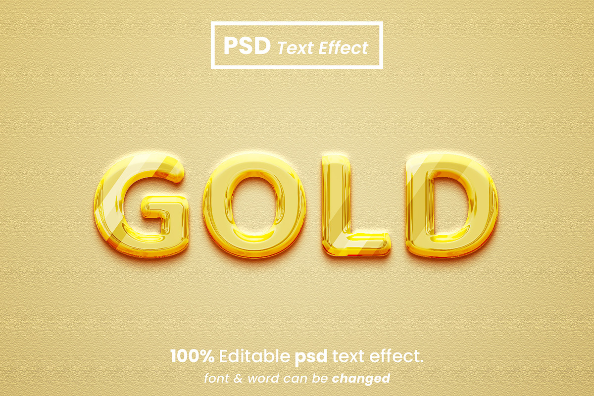 Gold Liquid 3D Text Effect Bundle, a Brushes & More by Zamans (Photo 8 of 10)