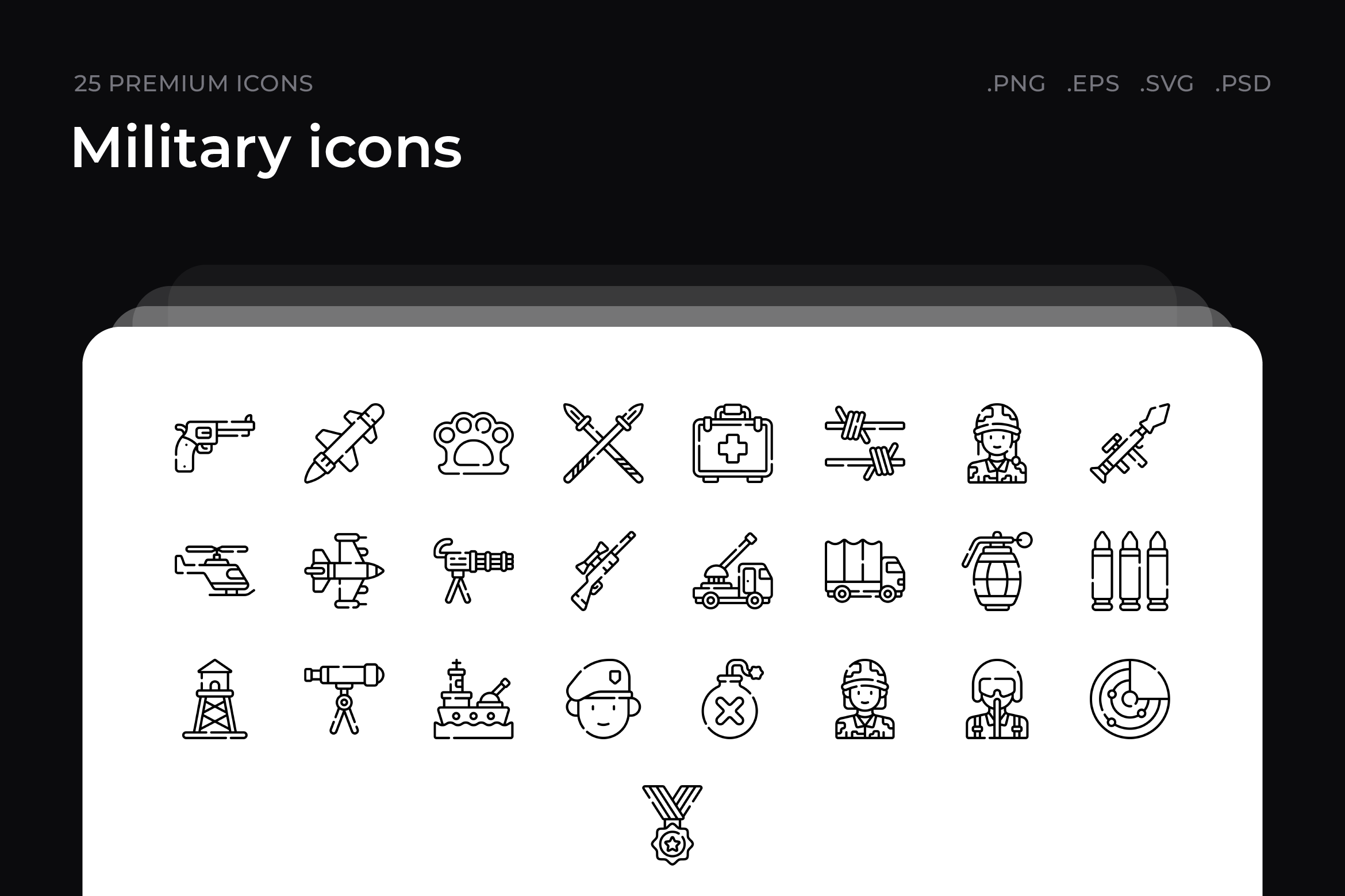Military icons, an Outline Icon by Wencory