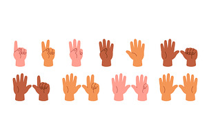 Counting on fingers from 1 to 10 set