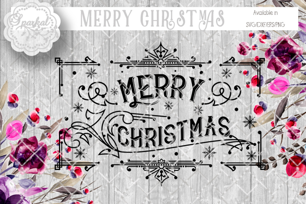Vintage Merry Christmas Stencil, an Illustration by SparkalDesigns (Photo 1 of 2)