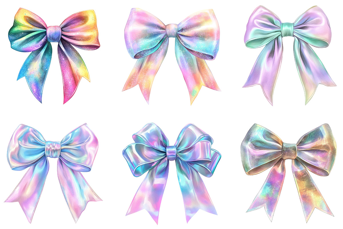 Iridescent Christmas Bow Clipart, an Illustration by DreamArtGraphic (Photo 4 of 5)