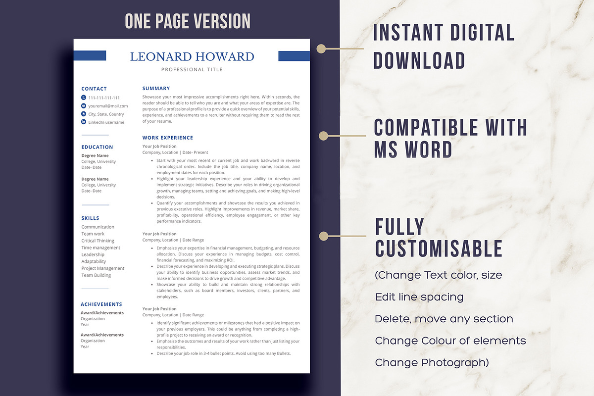 Resume Template for word - Modern, a Resume Template by aivos (Photo 2 of 7)