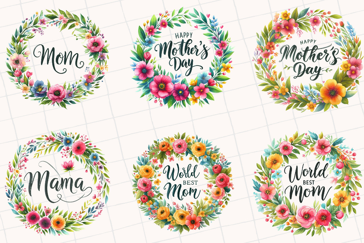 Mother's Day Floral Bouquets Clipart, an Illustration by OK Design (Photo 2 of 5)
