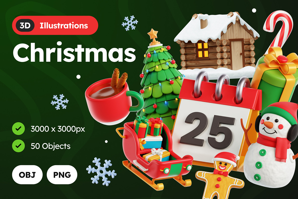 Christmas 3D Icons, an Object 3D Model by Rakata Studio (Photo 1 of 7)
