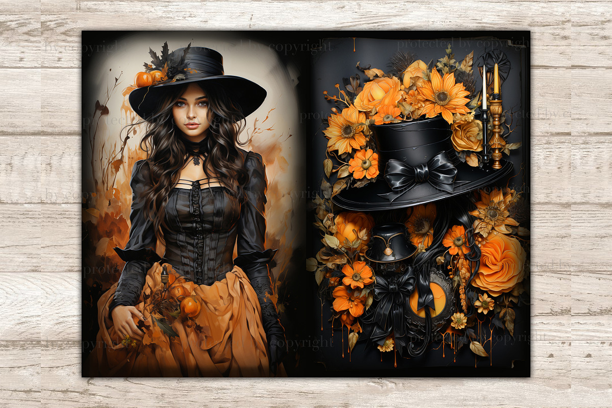 Halloween Junk Journal Pages, a Person Illustration by GlamArtZhanna (Photo 6 of 9)