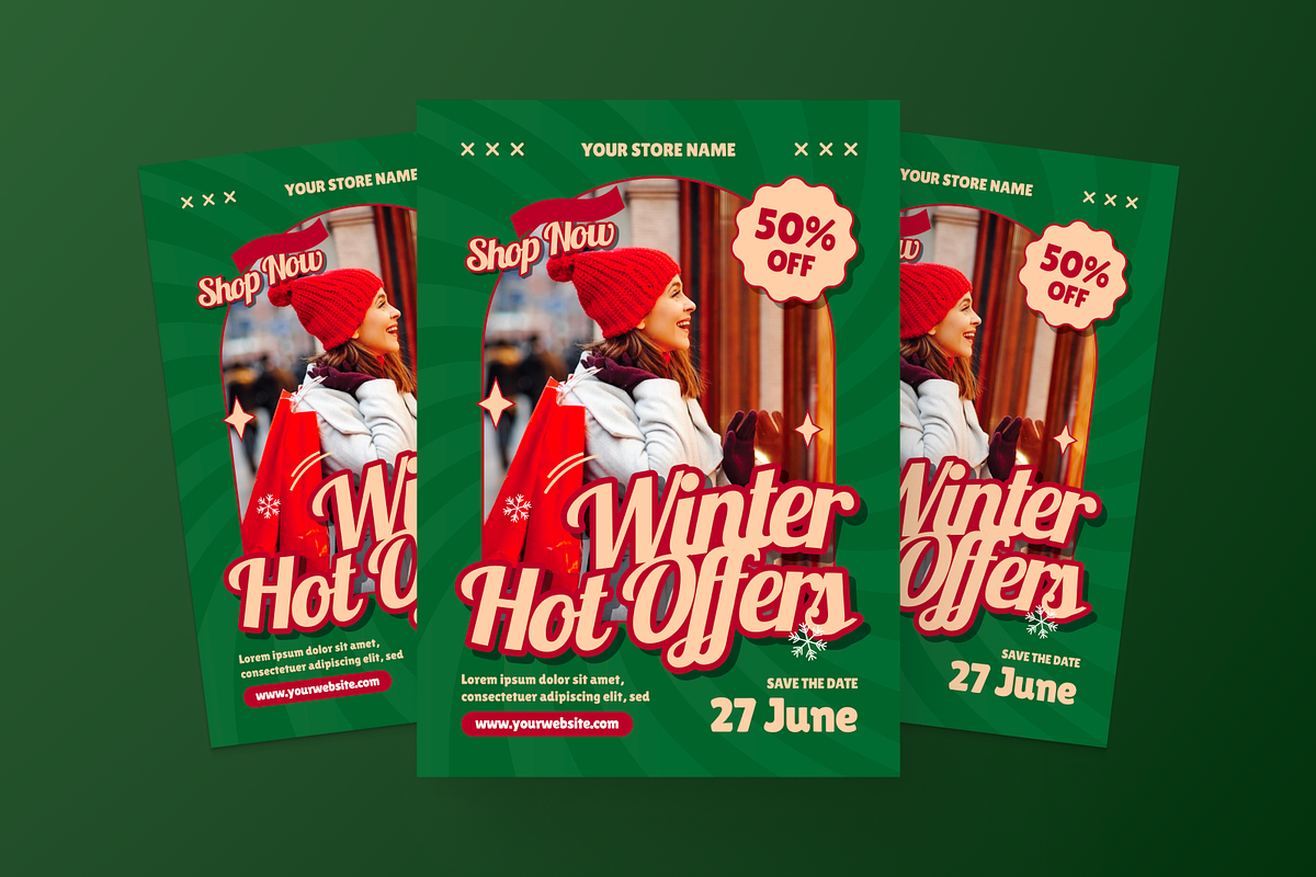 Snowflakes Hot Offers Flyer, a Flyer Template by MMPixelCraft (Photo 5 of 6)