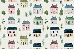 Seamless pattern, repeating pattern displaying charming watercol, a Pattern Graphic by Studio ANNA