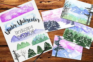 Watercolor Winter Landscape Creator