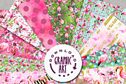 Flamingo Digital Pattern Paper Set, an Illustration by Download Graphic Art (Thumbnail 3 of 9)