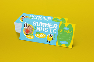 Blue Pixelated Summer Music Ticket