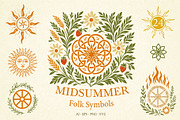 Midsummer Folk Symbols Vector Set, a Seasonal Illustration by Christine Krahl (Thumbnail 1 of 11)