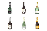 6 watercolor champagne bottles, a Graphic by MumAndMe (Thumbnail 2 of 2)