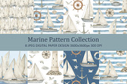 Watercolor Marine Pattern Set, a Pattern Graphic by Natikka Art (Thumbnail 1 of 4)