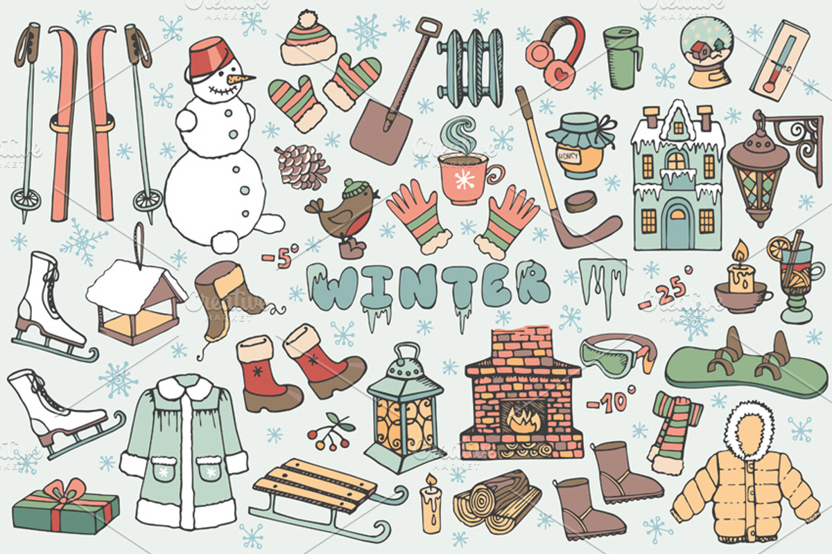 New year season.Doodle elements, an Illustration by Tatianakost49 (Photo 1 of 2)