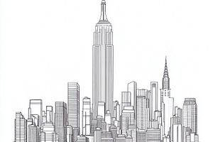 New York City Skyline Empire State B, an Abstract Photo by Pixeness Studio