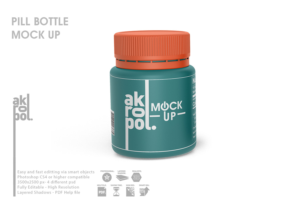 Pills Bottle Mockup, a Packaging Mockup by akropol (Photo 4 of 10)