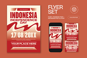 Red Indonesian Day Flyer Set, a Flyer Template by graphicook
