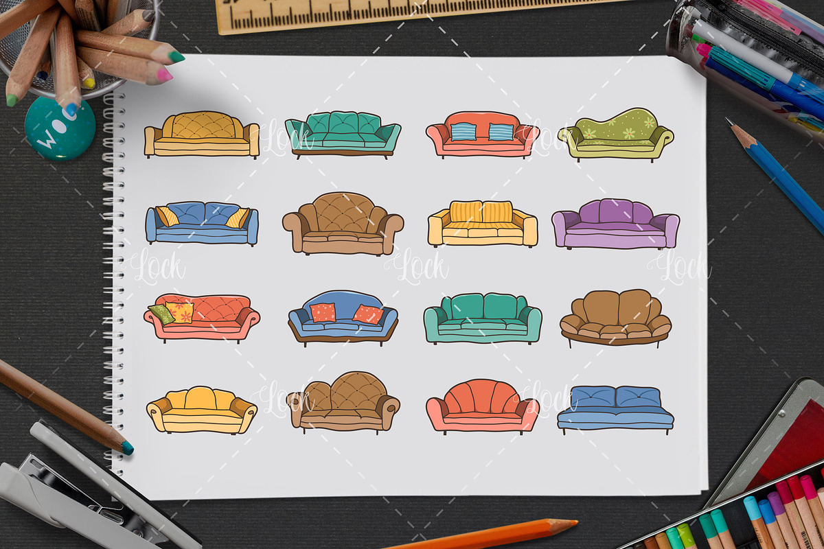 Set of sofa design, Comfortable sofa, a Graphic by Allmostudio (Photo 2 of 4)