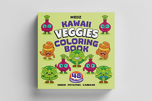 Kawaii Veggies Coloring Book 03, an Education Illustration by MEDZ