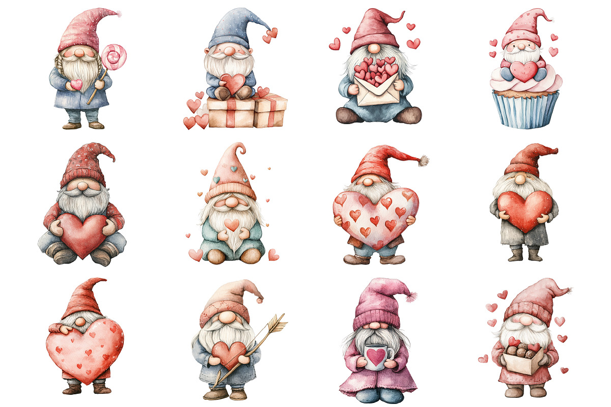 Boho Valentines Gnome Clipart, an Illustration by Design Market (Photo 2 of 3)