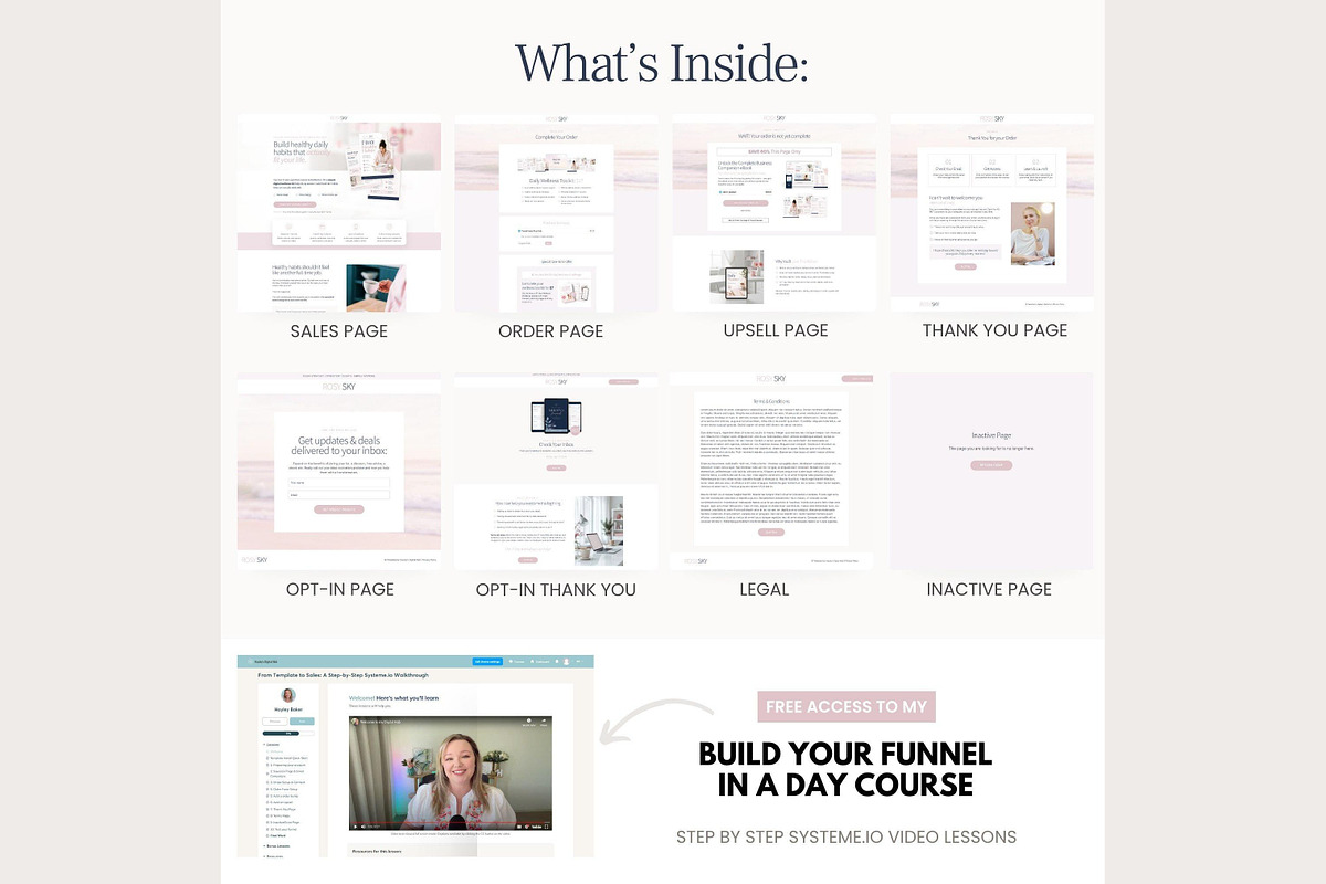 Systeme.io Rosy Sky Sales Funnel, a Landing Page Template by Hayley's Digital Hub (Photo 3 of 10)
