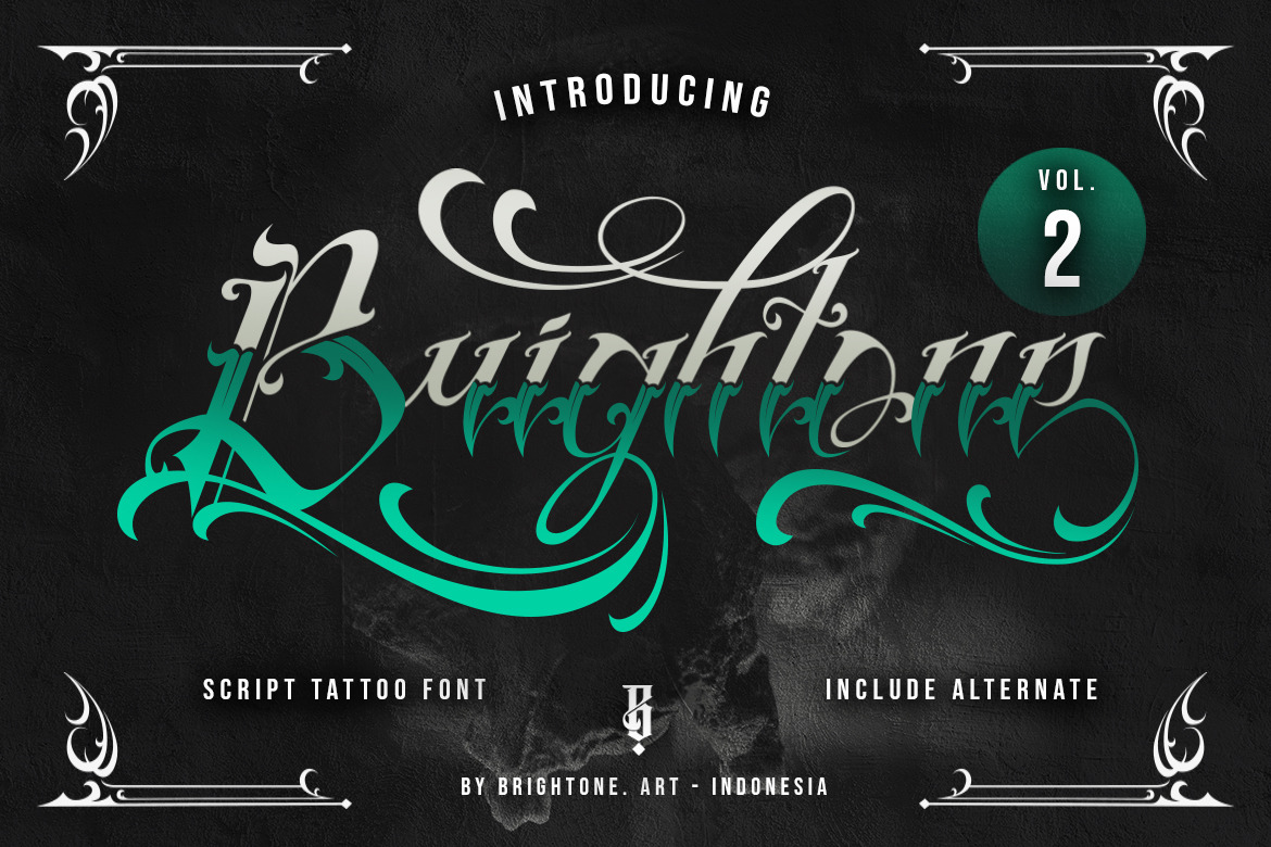 Brightone Vol. 2 - Tattoo Lettering, a Script Font by Brightone