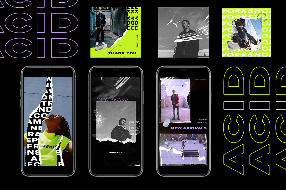 ACID Instagram Stories & Posts, a Social Media Template by Stories Collective (Photo 1 of 5)