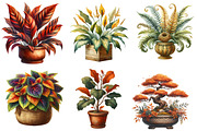 Positive Autumn Houseplant Clipart, an Illustration by Watercolor design (Thumbnail 2 of 4)
