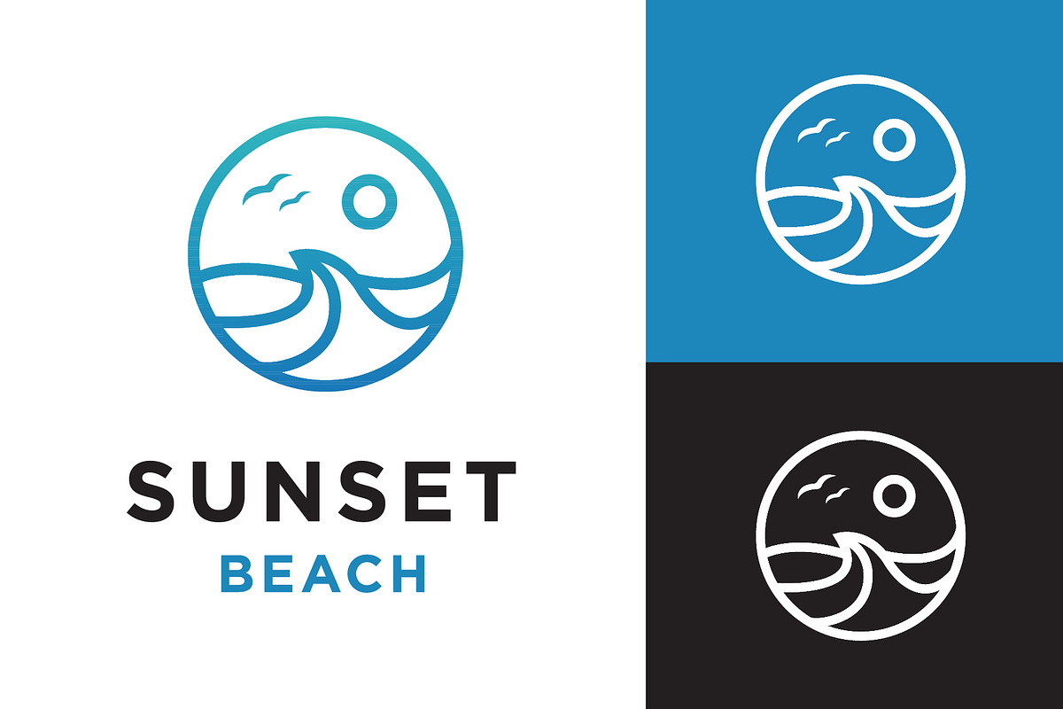 Landscape View Wave With Sun Logo, a Branding & Logo Template by funpixel