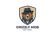 Grizzly Mob Mascot Cartoon Logo, an Animal Illustration by Cekal_std (Thumbnail 1 of 2)