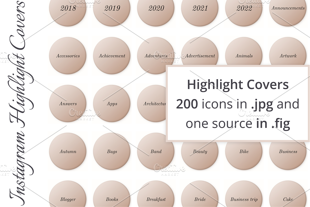 200 Instagram Story Highlight Covers, a Social Media Template by KaluginaWEB (Photo 1 of 8)