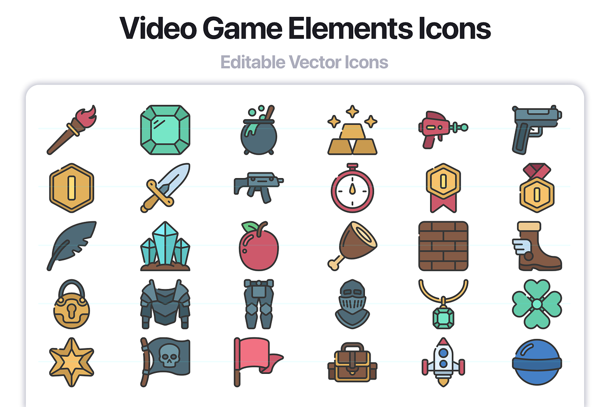 100 Video Game Elements Icons, an Outline Icon by Juicy Icons (Photo 5 of 6)