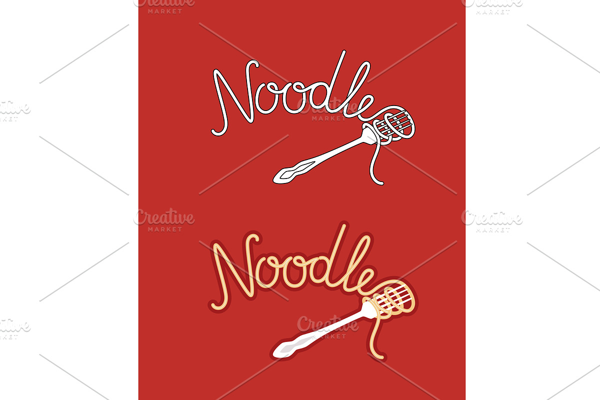 Noodle lettering with fork on white, a Food Illustration by Stock-Smart-Start