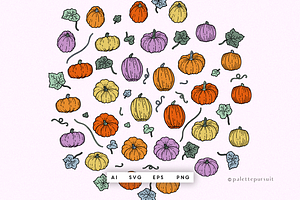 Pumpkin Patch Vector Pattern Set