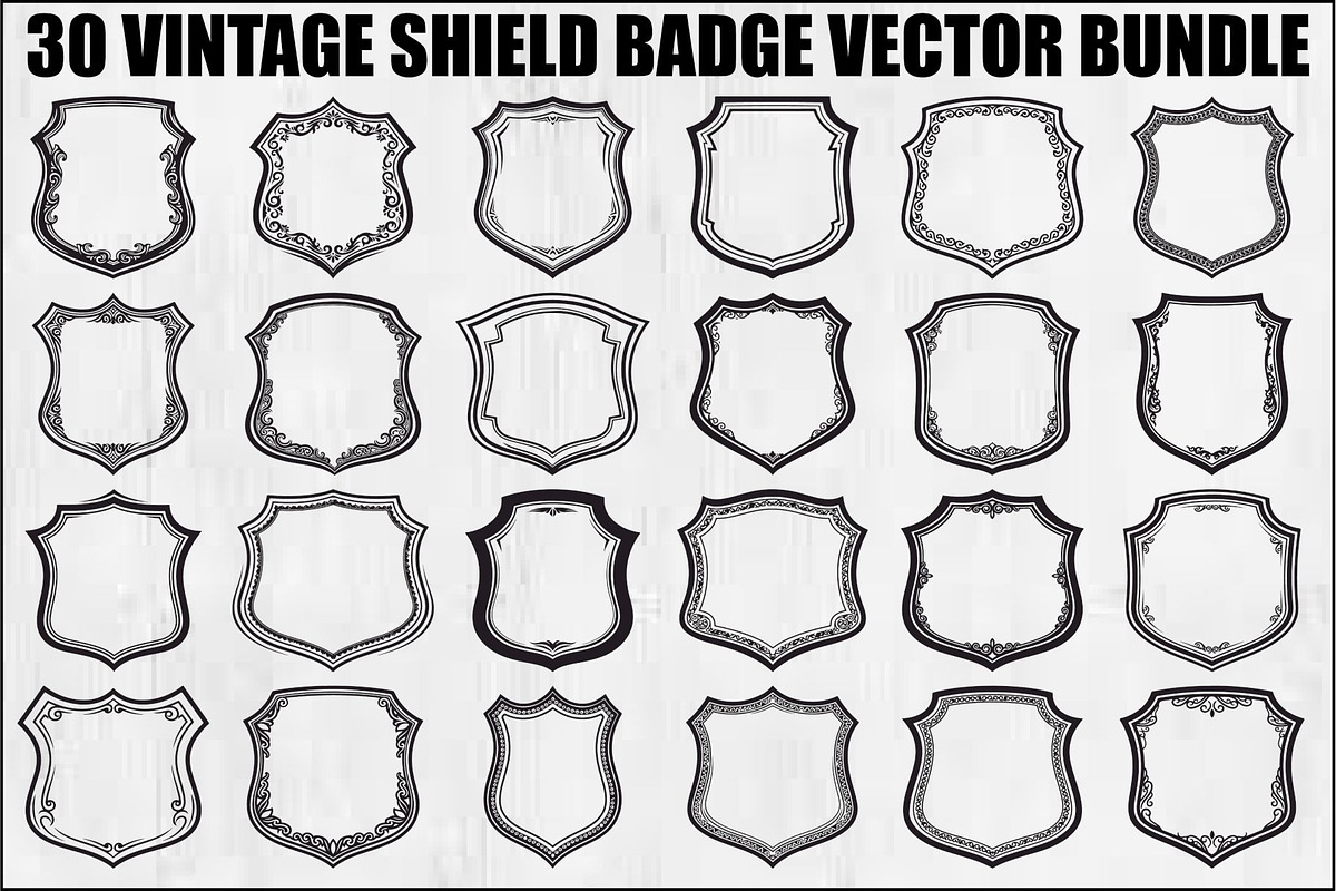 Vintage Shield Badge Vector Bundle, an Illustration by Gfx_Store (Photo 1 of 31)