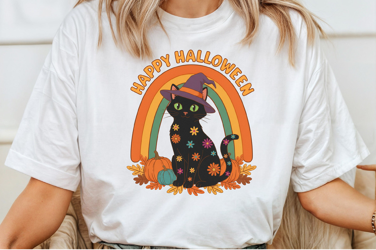 Happy Halloween Cat with Rainbow PNG, an Illustration by Craft Nest (Photo 6 of 6)