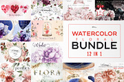 Watercolor Floral Bundle, a Texture Illustration by ollalya (Thumbnail 1 of 112)