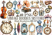 Vintage Doodles Sketched Clipart Set, an Illustration by Sublimation Artist (Thumbnail 1 of 6)