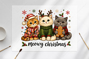 Meowy Christmas Cats Sublimation PNG, a Seasonal Illustration by Canvas Craft (Thumbnail 6 of 6)