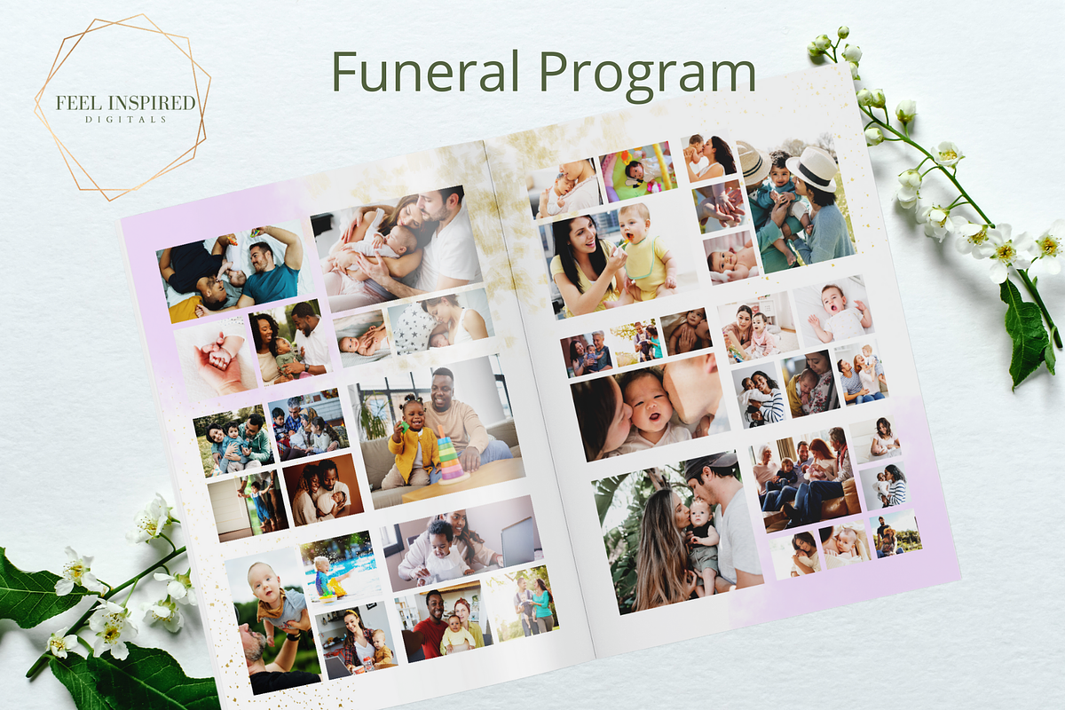 Purple and Gold Funeral Program, a Brochure Template by Feel Inspired Digitals (Photo 4 of 8)