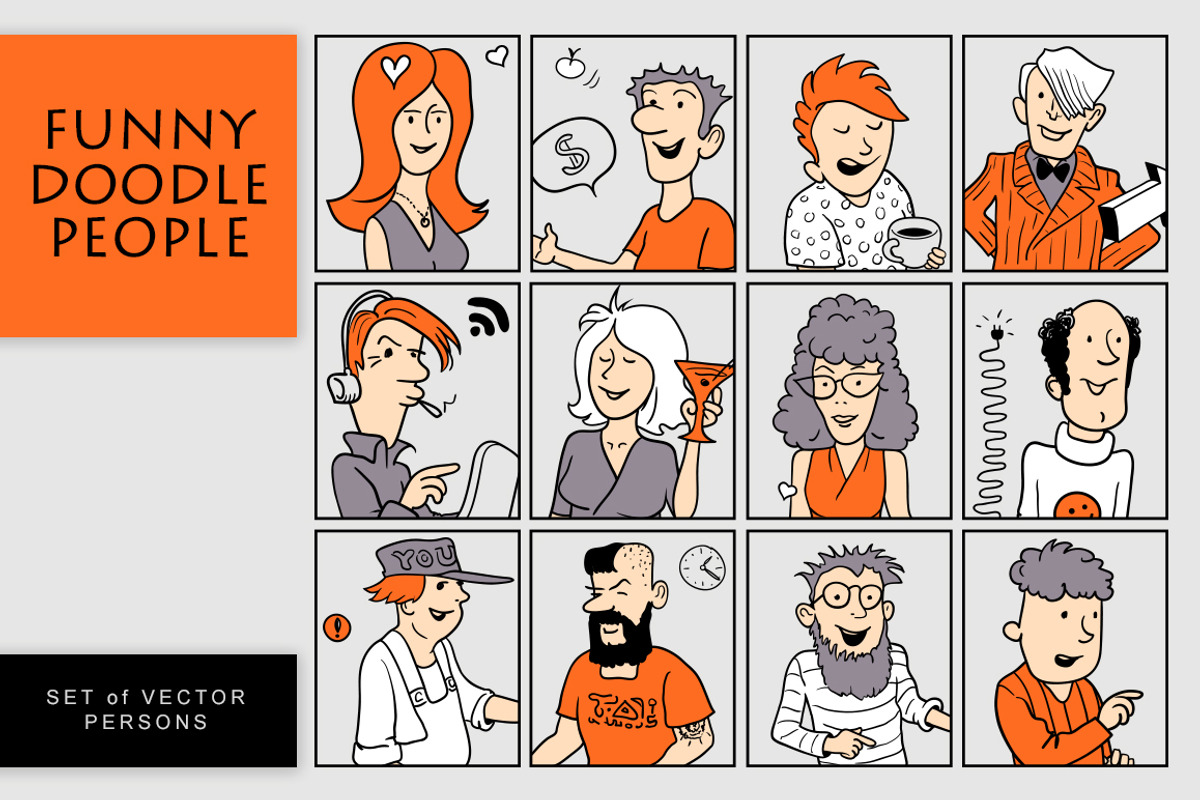 Doodle People Pattern Set, a Pattern Graphic by Savgraf (Photo 6 of 6)
