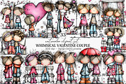 Whimsical Valentine Couple Clipart, an Illustration by Canvas Craft (Thumbnail 1 of 6)
