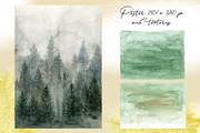 Watercolor Forest Mountains, Trees, a Decorative Illustration by Slastick (Thumbnail 3 of 8)