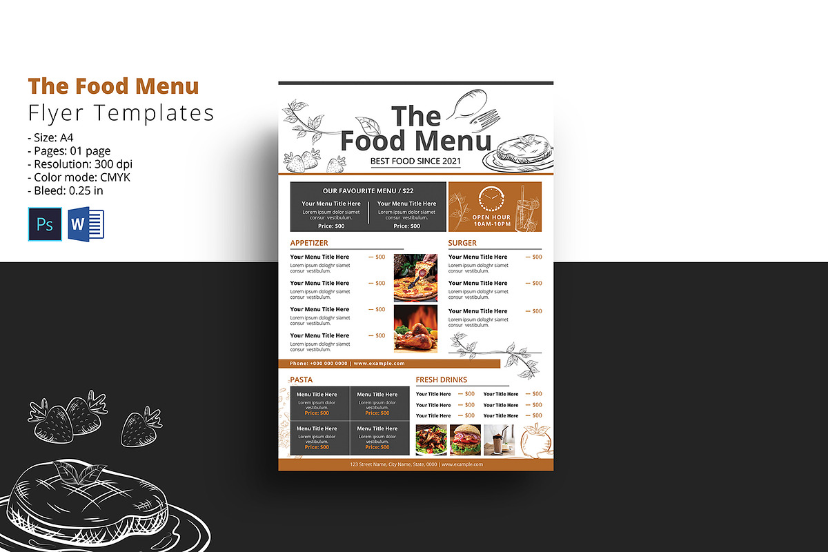 Restaurant Menu | Food Menu, a Flyer Template by Template Shop (Photo 1 of 3)